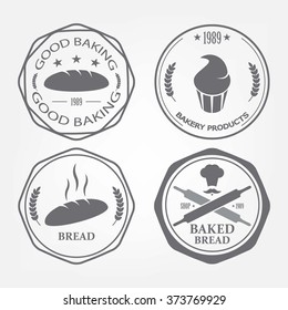 bakery set of icons on the gray background