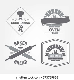 bakery set of icons on the gray background