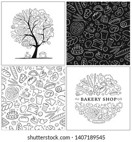 Bakery set, logo and pattern for your design
