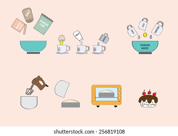 bakery set vector,step for cooking