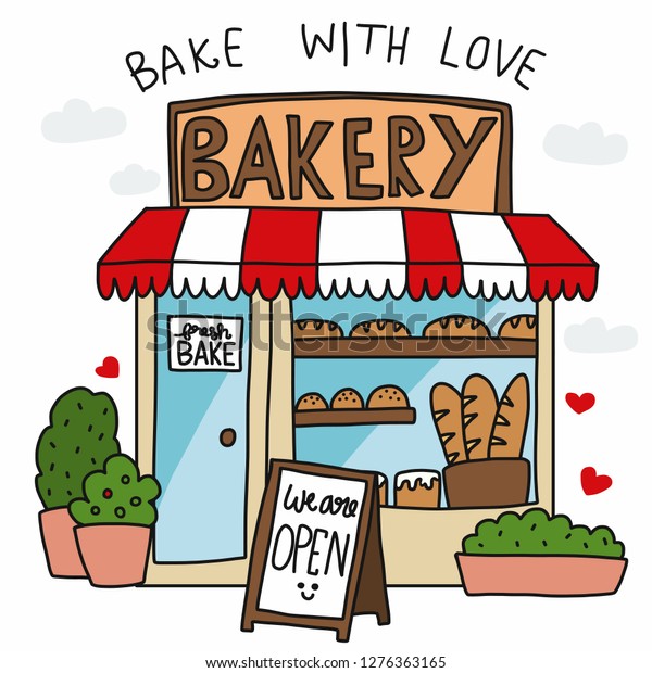 Bakery shop bake with love cartoon vector illustration