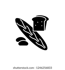 Bakery shop black icon, vector sign on isolated background. Bakery shop concept symbol, illustration 