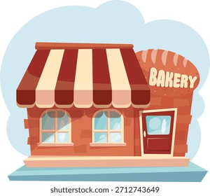 Panadería. Fachada del edificio de la tienda de panadería 