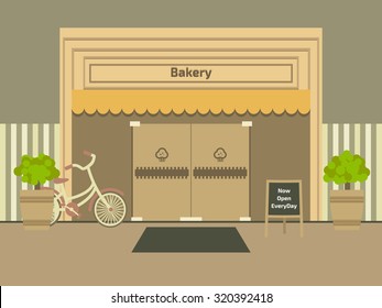 Bakery shop. Cafe and market. Flat style vector illustration.