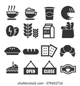 bakery shop, coffee shop , cafe icon set