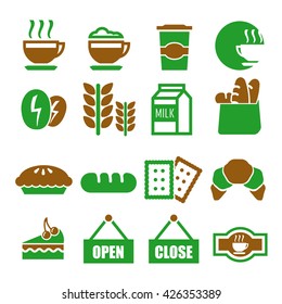 bakery shop, coffee shop , cafe icon set