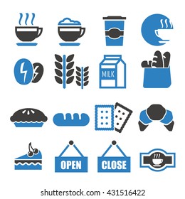 bakery shop, coffee shop , cafe icon set