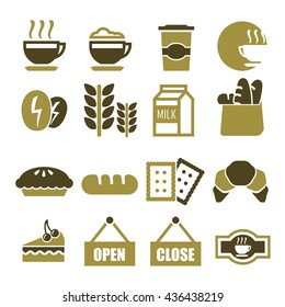 bakery shop, coffee shop , cafe icon set