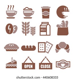 bakery shop, coffee shop , cafe icon set