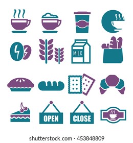 bakery shop, coffee shop , cafe icon set