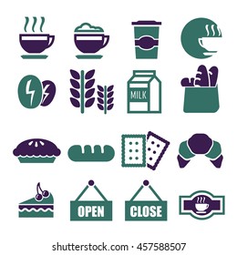 bakery shop, coffee shop , cafe icon set