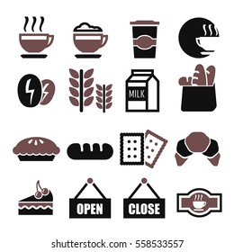 bakery shop, coffee shop , cafe icon set