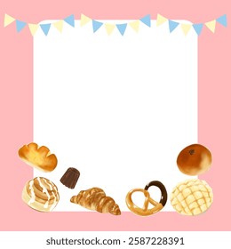 It is Bakery shop design. Some breads lovely frame.
