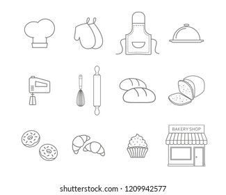 Bakery shop elements, Bakery icon set vector web icon isolated on white background, EPS 10, top view