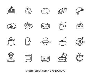 Backshop-Elemente - minimaler dünner Web-Icon-Satz. Kollektion von Symbolen in einer Übersicht. Einfache Vektorgrafik.