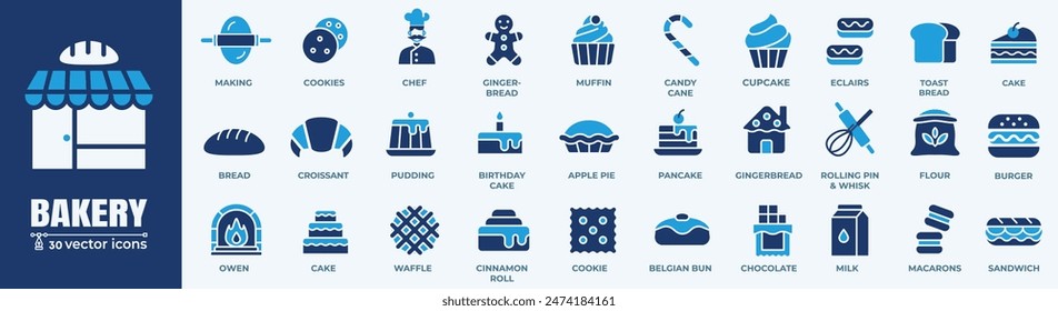 Bakery shop elements - minimal thin line web icon set. Outline icons collection. Simple vector illustration.