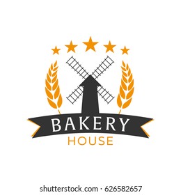 Bakery shop emblem, labels, logo and design elements. Fresh bread and wheat. Vector illustration