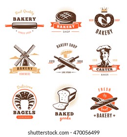 Bakery Shop Emblem Set With Best Bakery Shop Baked Goods Descriptions Par Example Vector Illustration