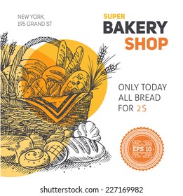 Bakery Shop Engraved Basket Template