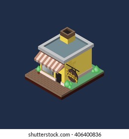 Bakery shop flat isometric