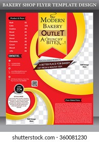 bakery shop flyer & magazine design template Vector illustration 