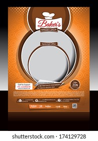 Bakery Shop Flyer Vector Illustration 