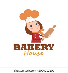 bakery shop girl character vector template design illustration