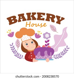Bäckerei Mädchen Charakter Vektorgrafik Design