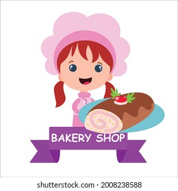 Bakery Shop Girl Character Vector Template Stock Vector (Royalty Free ...