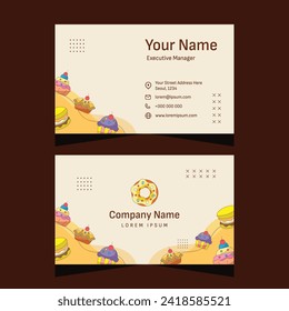 Bakery shop horizontal business card template