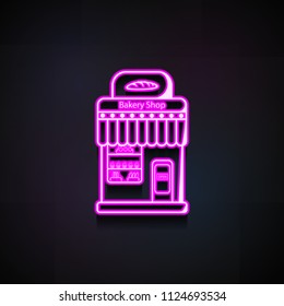 bakery shop icon. Element of Bakery shop icons for mobile concept and web apps. Neon bakery shop icon can be used for web and mobile apps on dark gradient background