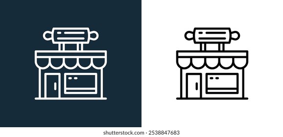 bakery shop icon isolated on white and black colors. bakery shop outline linear vector icon from bakery shop collection for mobile apps, web and ui.