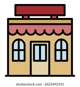 Bakery shop icon. Outline bakery shop vector icon color flat isolated