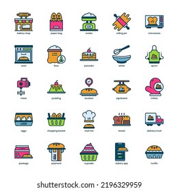 Bakery Shop icon pack for your website design, logo, app, UI. Bakery Shop icon outline design. Vector graphics illustration and editable stroke.