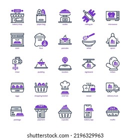 Paquete de iconos de Panadería para tu diseño de sitio web, logotipo, aplicación, interfaz de usuario. Panadería Ver línea de mezcla de iconos y diseño sólido. Ilustración gráfica vectorial y trazo editable.