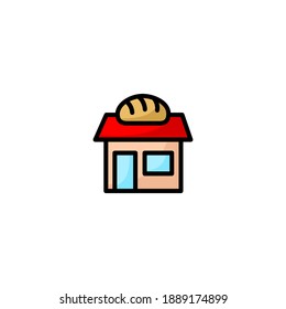 Bakery shop icon. Bakery icon. Simple, outline, black, flat, color.