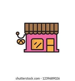 bakery shop icon vector design. bakery icon with fill outline style