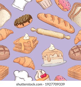 bakery shop icons pattern background vector illustration design