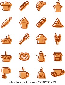 Panadería, ilustración, vector sobre fondo blanco