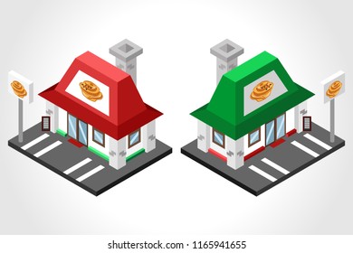 Bakery shop isometric vector illustration