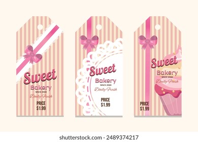 Bakery shop label tag price with nice vintage design set