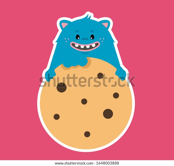 Bakery Shop Logo Cookie Happy Monster Stock Vector Royalty Free