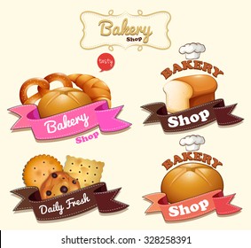 Bakery shop logo design illustration