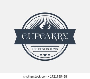 Bakery Shop logo, label, badge, emblem vector template. Vintage style Bakery logotype on brown background