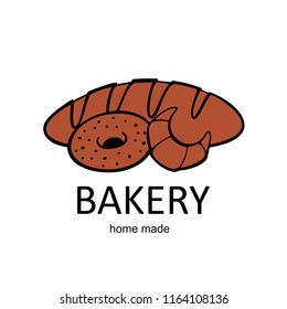Bakery Shop Logo, Bakery Label Design Bread, cake, cafe, Sticker emblem food template collection. vintage style objects retro vector illustration.