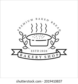 bakery shop logo line art vector illustration template icon design. cake and cookies logo concept for business bakery logo