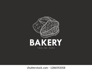 Bakery shop logo, with a modern line style, for use in cafes, markets, home bakeries, bakeries, etc.