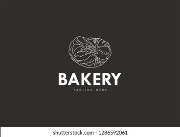 Bakery shop logo, with a modern line style, for use in cafes, markets, home bakeries, bakeries, etc.