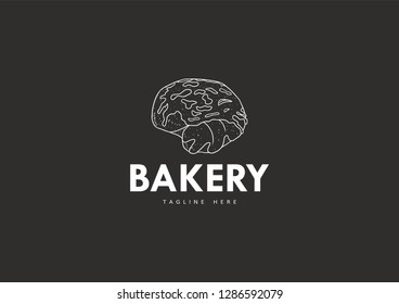 Bakery shop logo, with a modern line style, for use in cafes, markets, home bakeries, bakeries, etc.