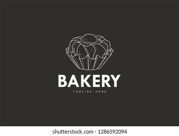 Bakery shop logo, with a modern line style, for use in cafes, markets, home bakeries, bakeries, etc.